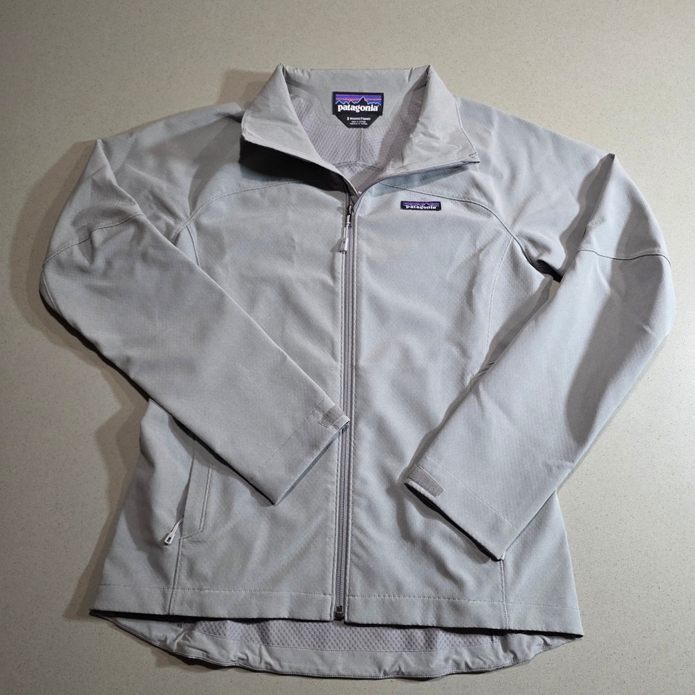 Patagonia Womens Small Grey Full Zip Softshell Jacket Ping Identity Logo